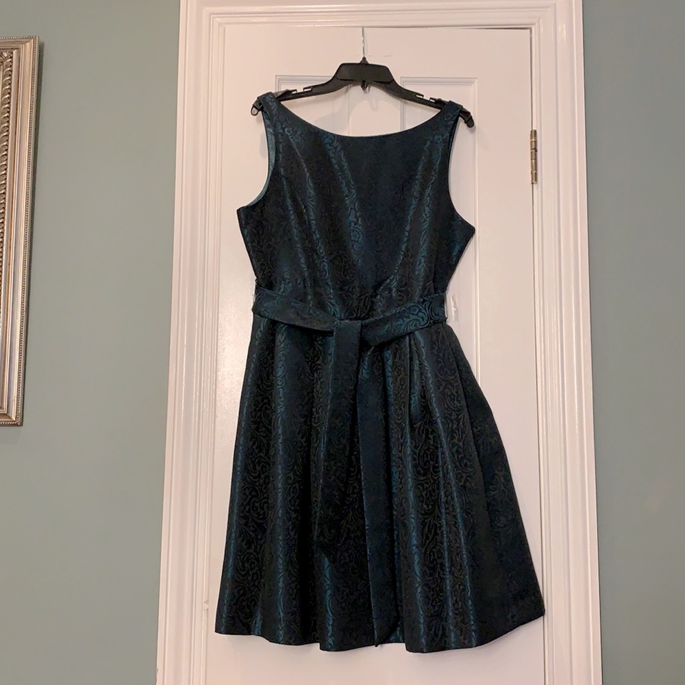 Green belted dress
